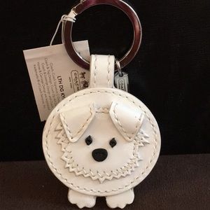 coach leather dog keychain